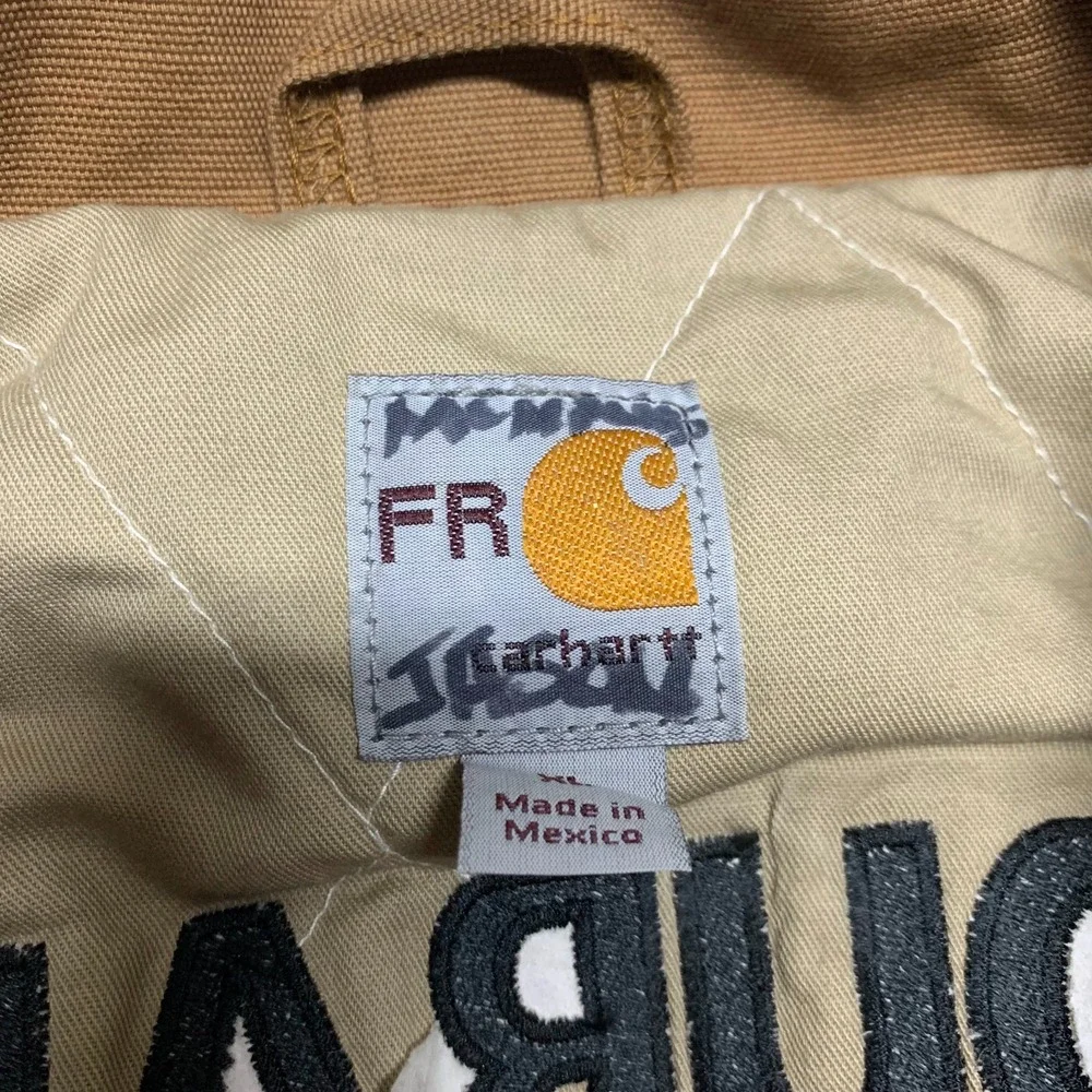 Carhartt FR Mens XL Flame Resistant Duck Chore Coat Quilt Lined Pockets Distress